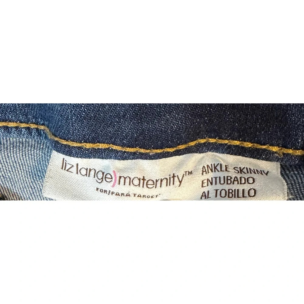 Liz Lange Maternity Target Ankle Skinny Jeans Medium Wash Distressed Size M